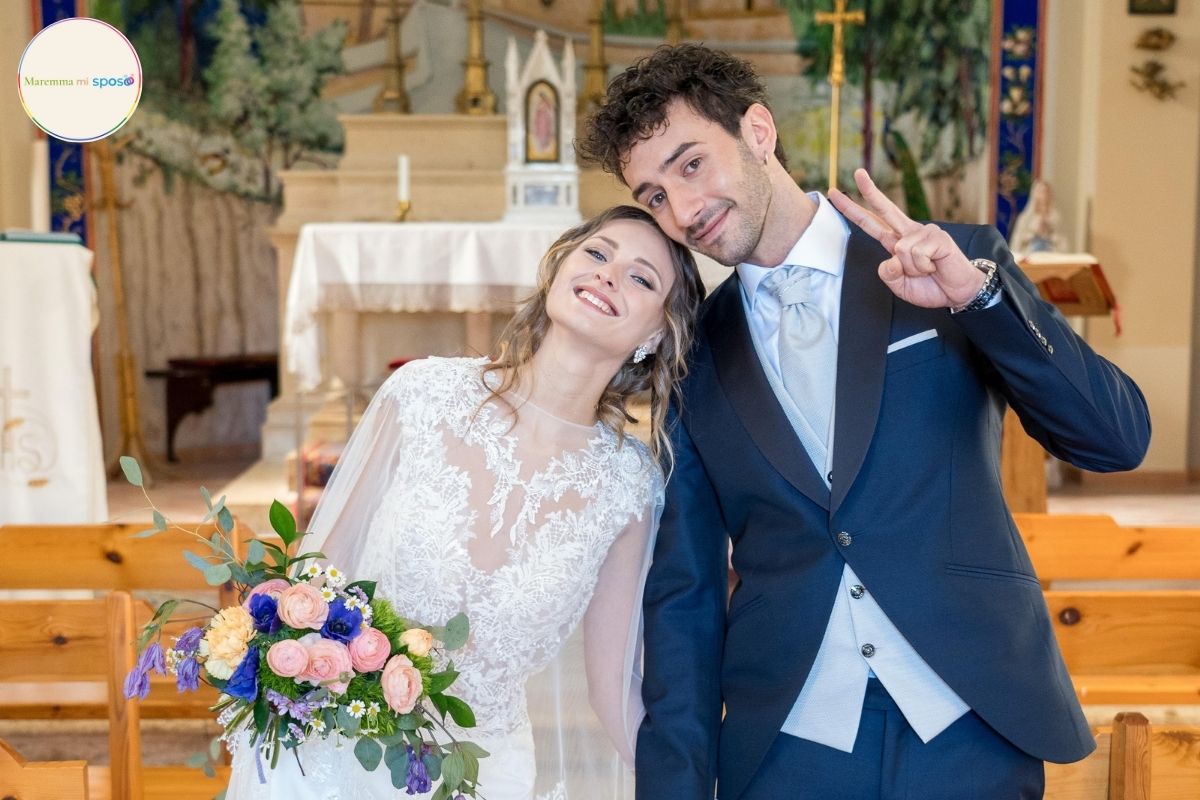 Fabiano e Letizia nella chiesa del Castello di Montorio